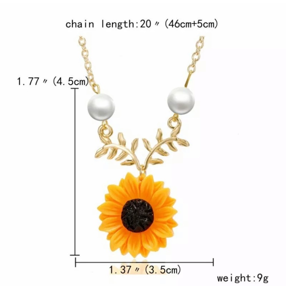 New Fashion Sunflower Pearls Pendant Necklace - Picture 5 of 5